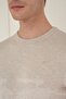 Slim Fit Ribbed Plain Beige Wool Crew Neck Knitwear Sweater Tr 900 - 4