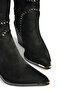 Z996008502 Black Suede Thick Heeled Cowboy Model Women's Boots - 8