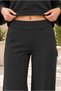 Women's Long Sleeve Batwing Sleeve Boat Neck Stretchy Lycra Soft Textured Sweatshirt and Elastic Waist Wide Leg Lycra Soft Textured Pants with Pockets Black Two-Piece Set - 5