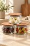 3-Piece Glass Breakfast Set – Vacuum Sealed Jar with Wooden Lid 425 Cc