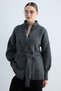 Women's Knitwear High Neck Buttoned Belted Cardigan Long Sleeve Relaxed Fit Knit Cardigan - Anthracite - 5