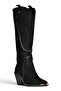 Z996008502 Black Suede Thick Heeled Cowboy Model Women's Boots - 6