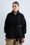 Women's Knitwear High Neck Buttoned Belted Cardigan Long Sleeve Relaxed Fit Knit Cardigan -Black - 7