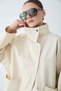 Women's Stand Collar Long Sleeve Short Coat with Snap Pocket Detail - Stone - 5