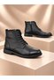 Baytuluk Bt-H1 Black Genuine Leather Zippered Daily Men's Boots