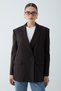 Women's Double-Breasted Collar Blazer Jacket with Double Button Pocket Flap Detail - Brown - 7