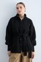 Women's Knitwear High Neck Buttoned Belted Cardigan Long Sleeve Relaxed Fit Knit Cardigan -Black