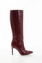 Zri̇nx-2004 Premium Burgundy Patent Leather Pointed Toe Thin Heeled Women's Boots 9.5 cm - 2