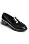 Z820066211 Black Crocodile Printed Thick Heeled Loafer Shoes - 4