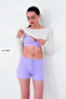3-piece long sleeve t-shirt bralette striped shorts pajama set - 2