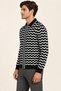 Men's Polo Collar Zigzag Patterned Buttoned Knitwear Cardigan Acrylic Blend Slim Fit - 5