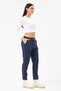 Women's Navy Blue Italian Lycra Trousers with Stone Stripes on the Sides and Elastic Waist, Sizes 38 - 46 - 3