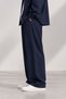 Large Size Men's Baggy Wide Leg Navy Blue Fabric Trousers - 4