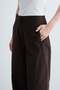 Women's High Waist Wide Leg Pants with Pocket Detail - Brown - 4