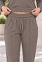 Women's Long Sleeve Half Zip Soft Textured Sweatshirt and Elastic Waist Lace-Up Pocket Pants Two-Piece Set Stylish Casual Top and Bottom Set Brown - 2