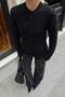 Women's Self-Textured Crew Neck Front Buttoned Knitwear Cardigan - 4