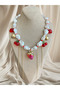 Zr Model Strawberry and Heart Figured, Pendant Chain Pearl Necklace - 2
