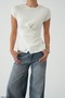Women's Cross-Buttoned Short Sleeve Knit Sweater