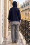 Two-Color Knitwear Set Navy Blue Hm2962 - 2