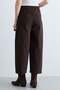 Women's High Waist Wide Leg Pants with Pocket Detail - Brown - 5