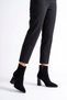 Muder Pointed Toe Mid-Stitched Women's Heeled Boots Black Suede - 5