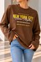 Women's Printed Loose Sleeve Oversize Slim Sweatshirt Trend Model Mu3535