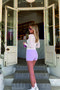 3-piece long sleeve t-shirt bralette striped shorts pajama set - 3