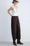 Women's High Waist Wide Leg Pants with Pocket Detail - Brown - 2