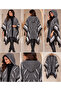 Women's Ethnic Patterned Tasseled Loose Oversized Knitwear Poncho – Winter Shawl Cardigan - 2