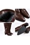 Miressa Women's Bitter Brown Wrinkled Semi-Lacquer Leather Pointed Toe Wide Calf 6 cm Thick Heeled Long Boots - 3