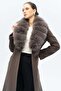 Detachable Fur Belted Long Cashmere Coat Duman 3133-Tk - 5