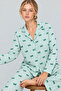 Women's Ribbon Patterned Loose Green Pajama Set 4799 - 6
