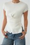 Women's Cross-Buttoned Short Sleeve Knit Sweater - 2