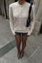 Women's Self-Textured Crew Neck Front Buttoned Knitwear Cardigan - 4