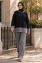 Two Color Knitwear Set Black Hm2962 - 3