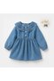 Girl's 1-4 Years Old Denim Dress with Bow + Cloth Bag - 2