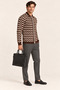 Men's Polo Collar Zigzag Patterned Buttoned Knitwear Cardigan Acrylic Blend Slim Fit - 2