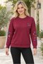 Women's Crew Neck Long Sleeve Off Shoulder Leaf Pattern Motif Soft Textured Comfortable Fit Elegant Casual Burgundy Sweater - 5