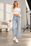 Women's High Waist Ankle Length Wide Leg Modern Cut Denim Jean Pants - 2