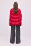 Gold Buttoned Striped Textured Knitted Cardigan - 7