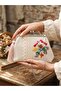 23x15 cm bird's nest themed 100% hand-embroidered linen lightweight vintage bag