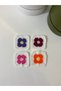 Flower Model Knitted Square Motif 6 cm (4 Pieces)