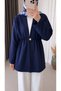 Dabıl Kimono with Additional Buttons and Elastic Waist - 5846 - Navy Blue - 2