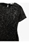 Sequin Sequined Slim Fit Crew Neck Short Sleeve Mini Evening Dress - 8