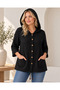 Women's Hooded Buttoned Double Pocket Muslin Jacket, Size 36/46