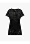 Sequin Sequined Slim Fit Crew Neck Short Sleeve Mini Evening Dress - 7