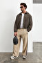 Holm men's side panel striped wide leg mink trousers - 4
