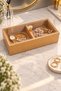 Bamboo 2-Compartment Presentation Box with Lid – Decorative Box – with Crystal Handles 20X10X5 cm - 2