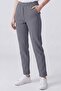 Women's Navy Blue Elastic Waist High Waist Corduroy Fabric Trousers with Pockets - 2