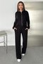 Women's Zippered Cardigan Crop Tank Top Wide Leg Pants 3-Piece Set - 6
